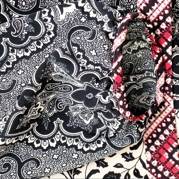 Maggy London Dress 3/4 Sleeve Mixed Print V-Neck Tie Dress Size 4 - Picture 13 of 16